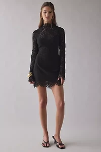 AFRM Irene Black Lace Long Sleeve Mini Dress