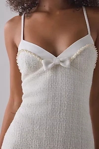 LoveShackFancy Florencio Bow Detail Tweed Mini Dress