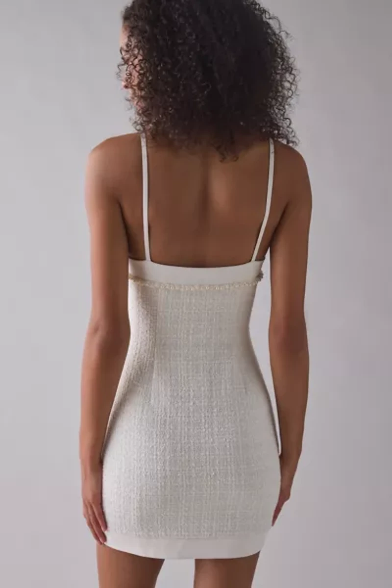 LoveShackFancy Florencio Bow Detail Tweed Mini Dress