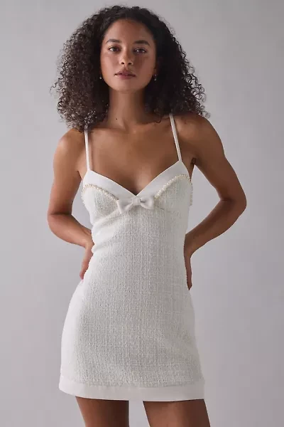 LoveShackFancy Florencio Bow Detail Tweed Mini Dress