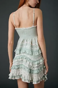 LoveShackFancy Faelith Lace Trim Cotton Babydoll Tank Top