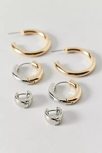 Mixed Metal Hoop Earring Set