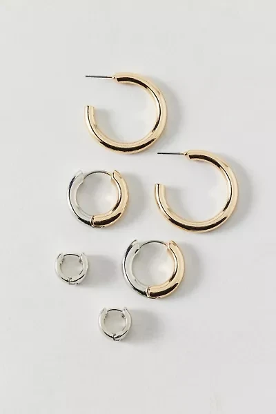 Mixed Metal Hoop Earring Set