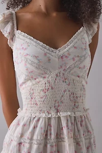 LoveShackFancy Finny Luna Rosa Fleur Cotton Ruffle Mini Dress