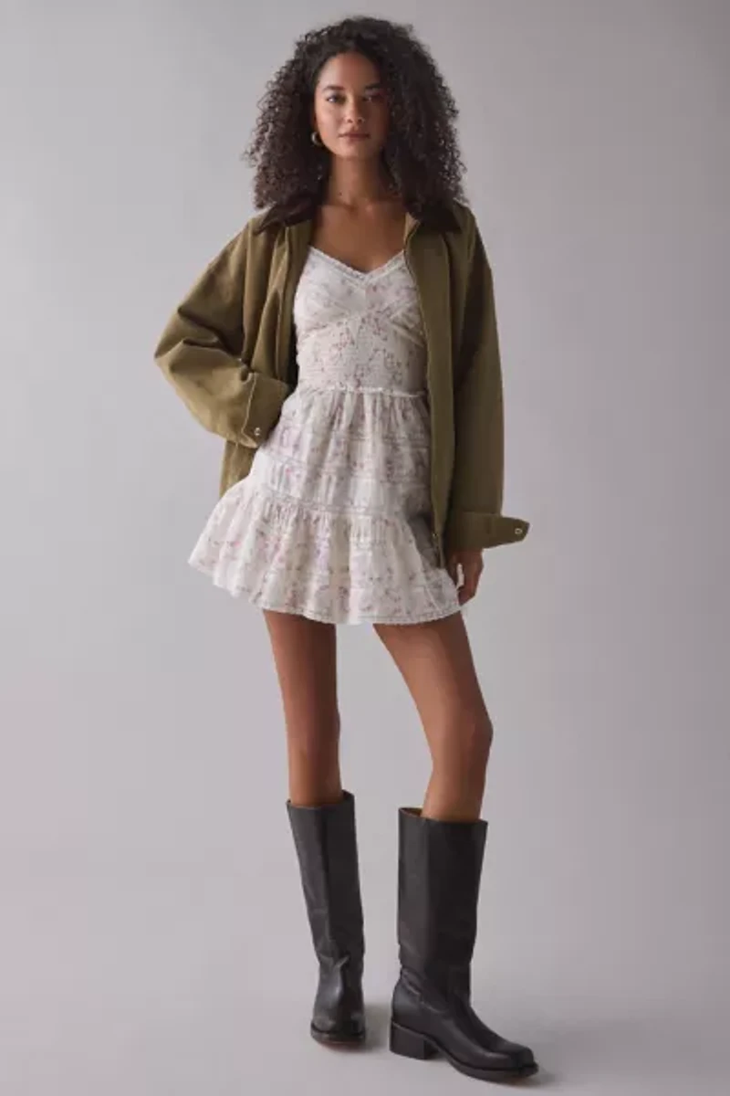 LoveShackFancy Finny Luna Rosa Fleur Cotton Ruffle Mini Dress