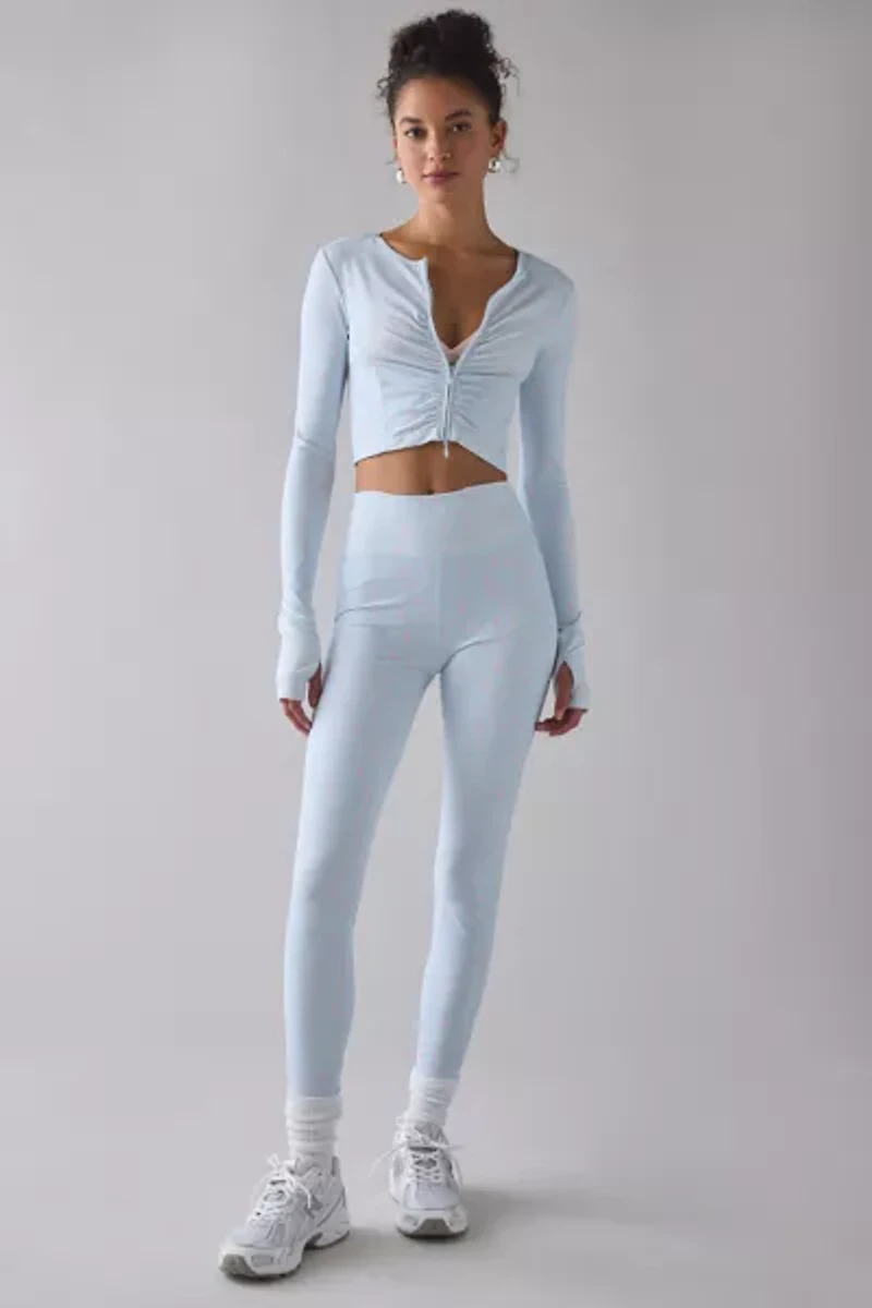 LoveShackFancy Sindri Blue Floral Zip-Up Active Jacket