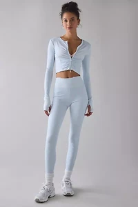 LoveShackFancy Sindri Blue Floral Zip-Up Active Jacket