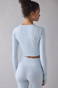 LoveShackFancy Sindri Blue Floral Zip-Up Active Jacket