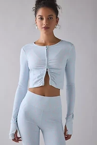 LoveShackFancy Sindri Blue Floral Zip-Up Active Jacket