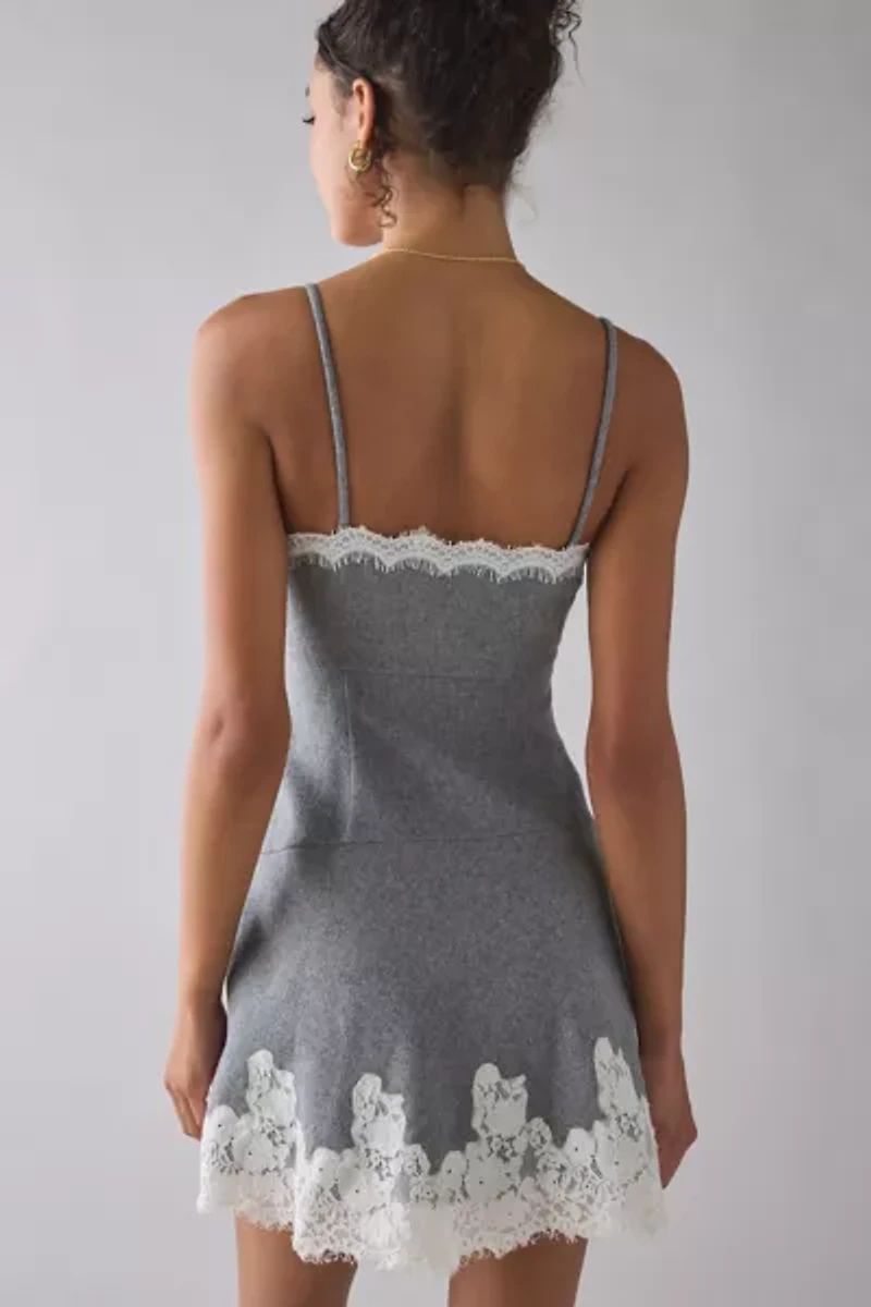 LoveShackFancy Teddi Lace-Trimmed Tailored Mini Dress