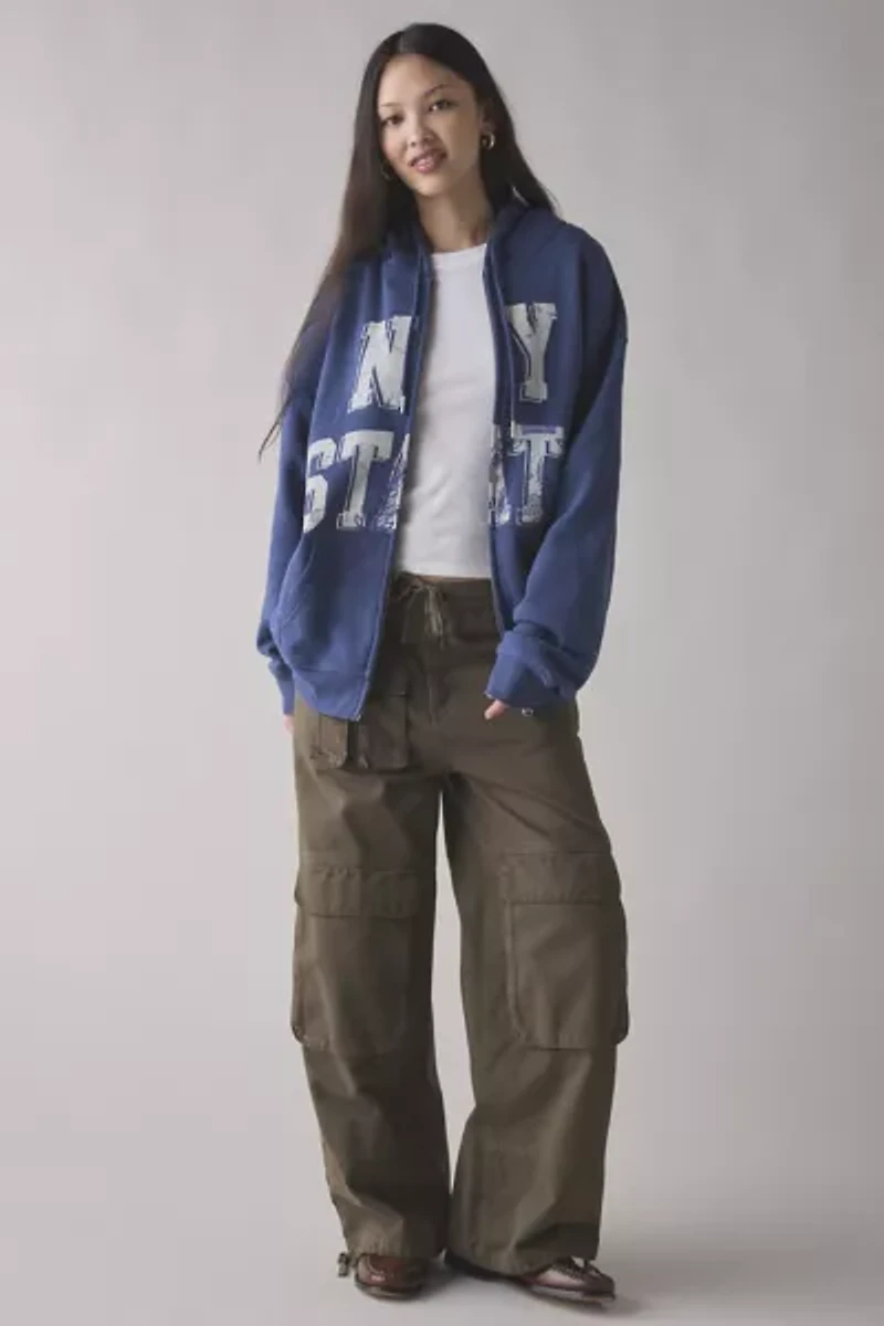 BDG Dusty Prep State Graphic Oversized Zip-Up Hoodie Sweatshirt