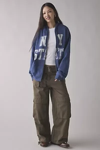 BDG Dusty Prep State Graphic Oversized Zip-Up Hoodie Sweatshirt