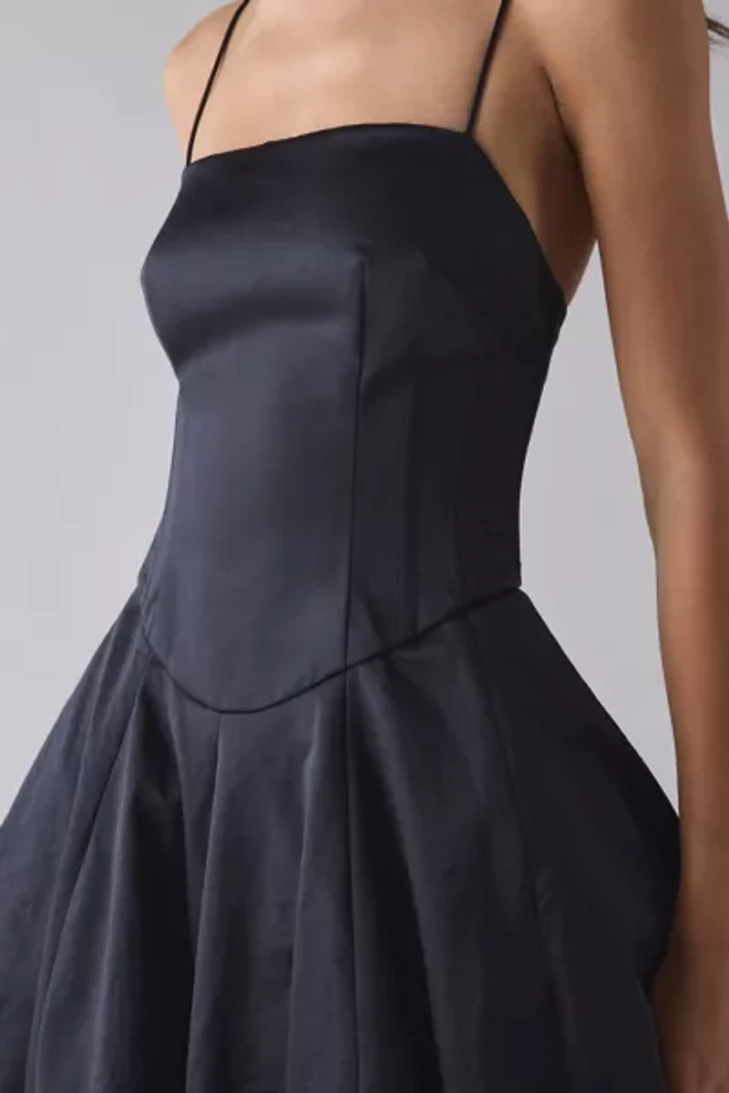 LoveShackFancy Salina Satin Bubble Hem Corset Mini Dress