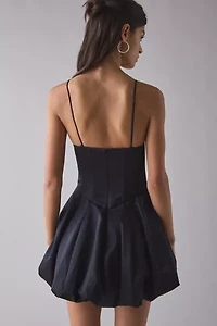 LoveShackFancy Salina Satin Bubble Hem Corset Mini Dress