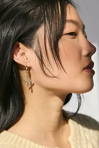 Maria Rhinestone Cross Hoop Earring