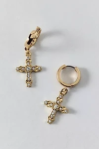 Maria Rhinestone Cross Hoop Earring