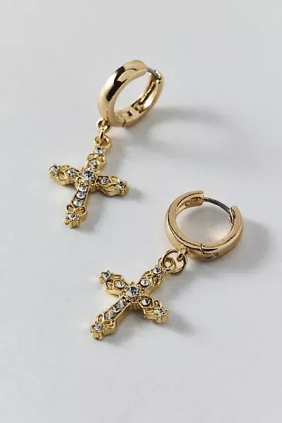 Maria Rhinestone Cross Hoop Earring
