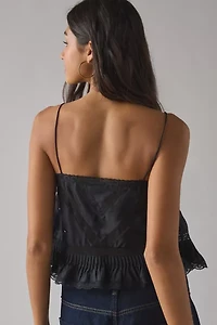 LoveShackFancy Ondeline Silk Lace Trim Ruffle Cami