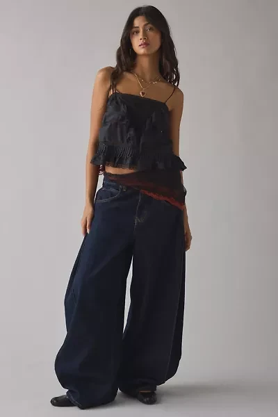 LoveShackFancy Ondeline Silk Lace Trim Ruffle Cami