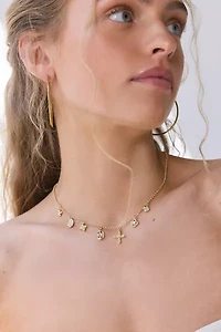 Maria Rhinestone Cross Charm Necklace