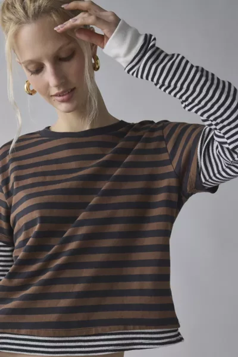 BDG Tye Long Sleeve Layered Twofer Tee
