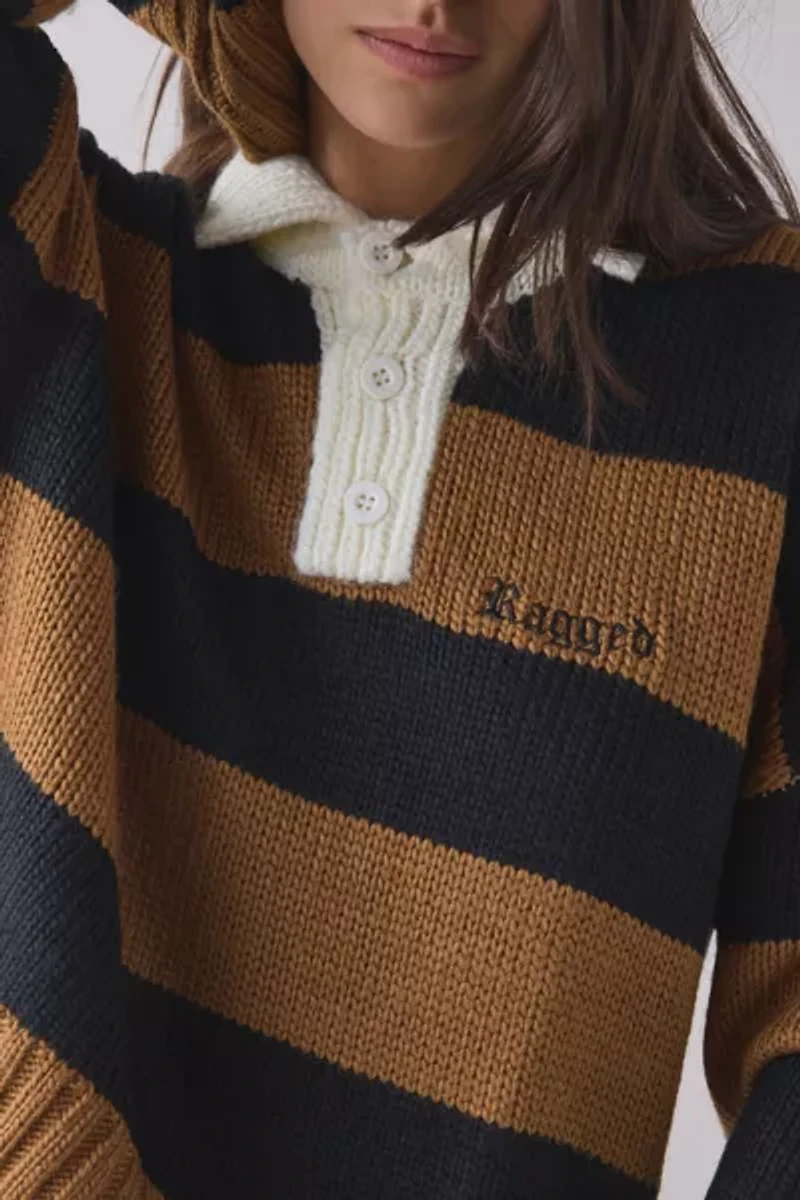 The Ragged Priest League Stripe Rugby Knit Sweater