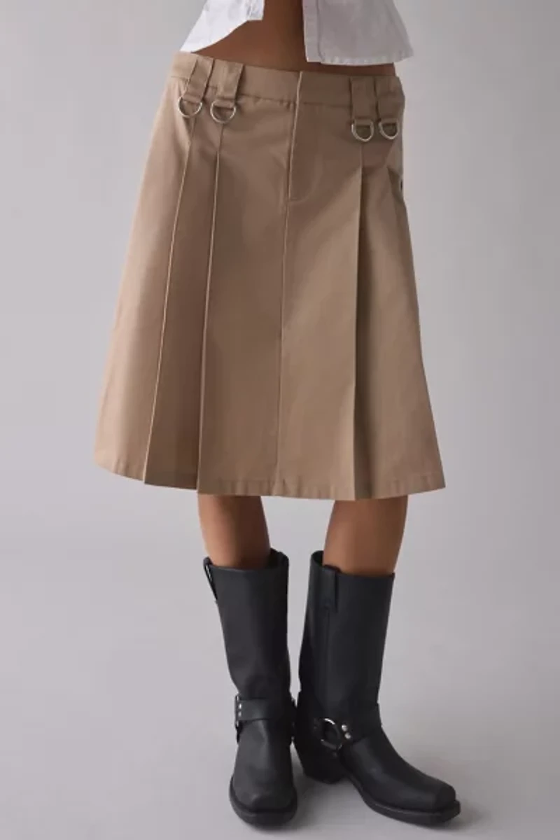 The Ragged Priest Clerk Pleated Utility Midi Skirt
