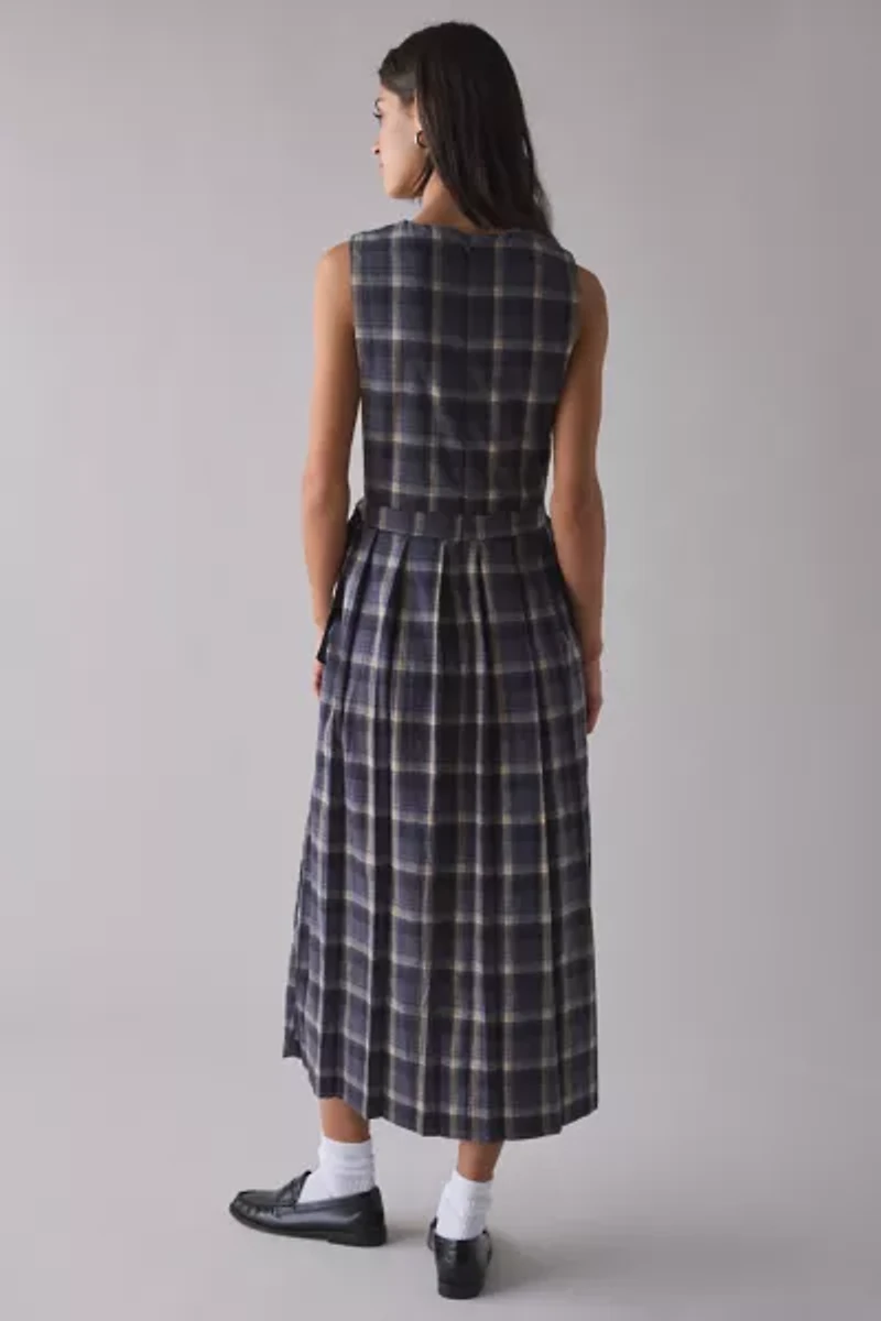 The Ragged Priest Memo Check Pinafore Midi Dress