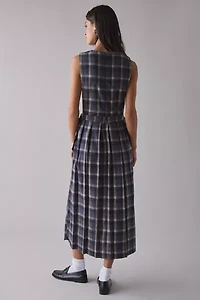 The Ragged Priest Memo Check Pinafore Midi Dress