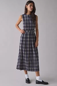 The Ragged Priest Memo Check Pinafore Midi Dress