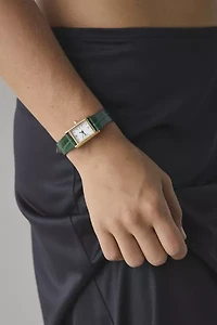 Croc Embossed Leather Rectangle Watch