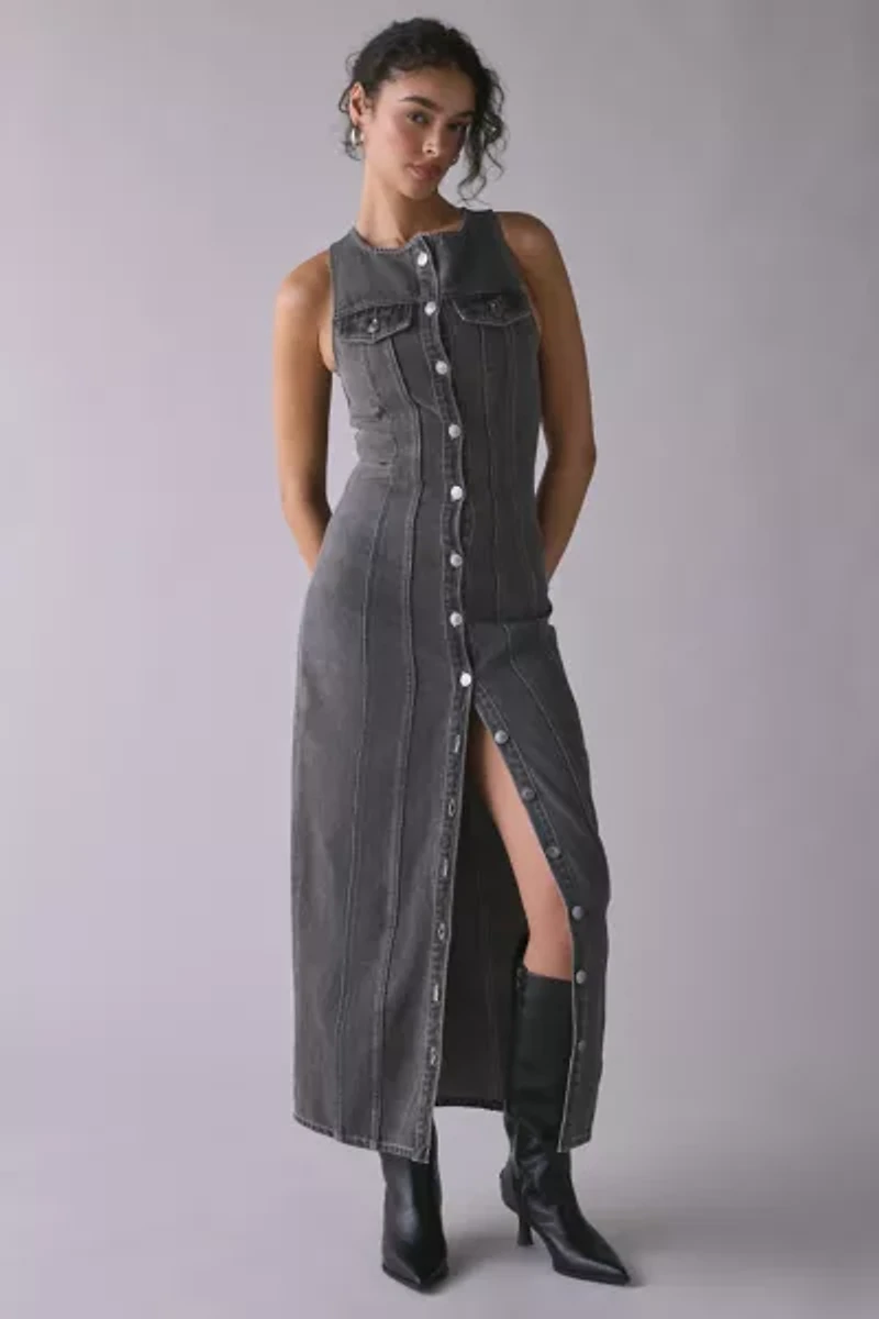 The Ragged Priest Defence Panel Seam Denim Maxi Dress
