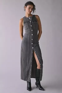 The Ragged Priest Defence Panel Seam Denim Maxi Dress