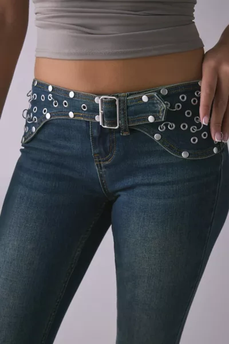 The Ragged Priest Studded Belt Low-Rise Bootcut Jean
