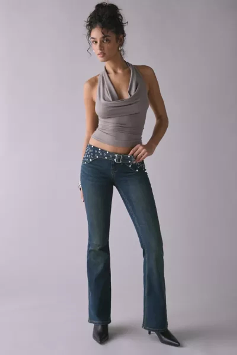 The Ragged Priest Studded Belt Low-Rise Bootcut Jean