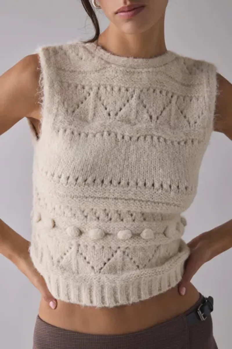 The Ragged Priest Unit Cable Knit Sweater Vest