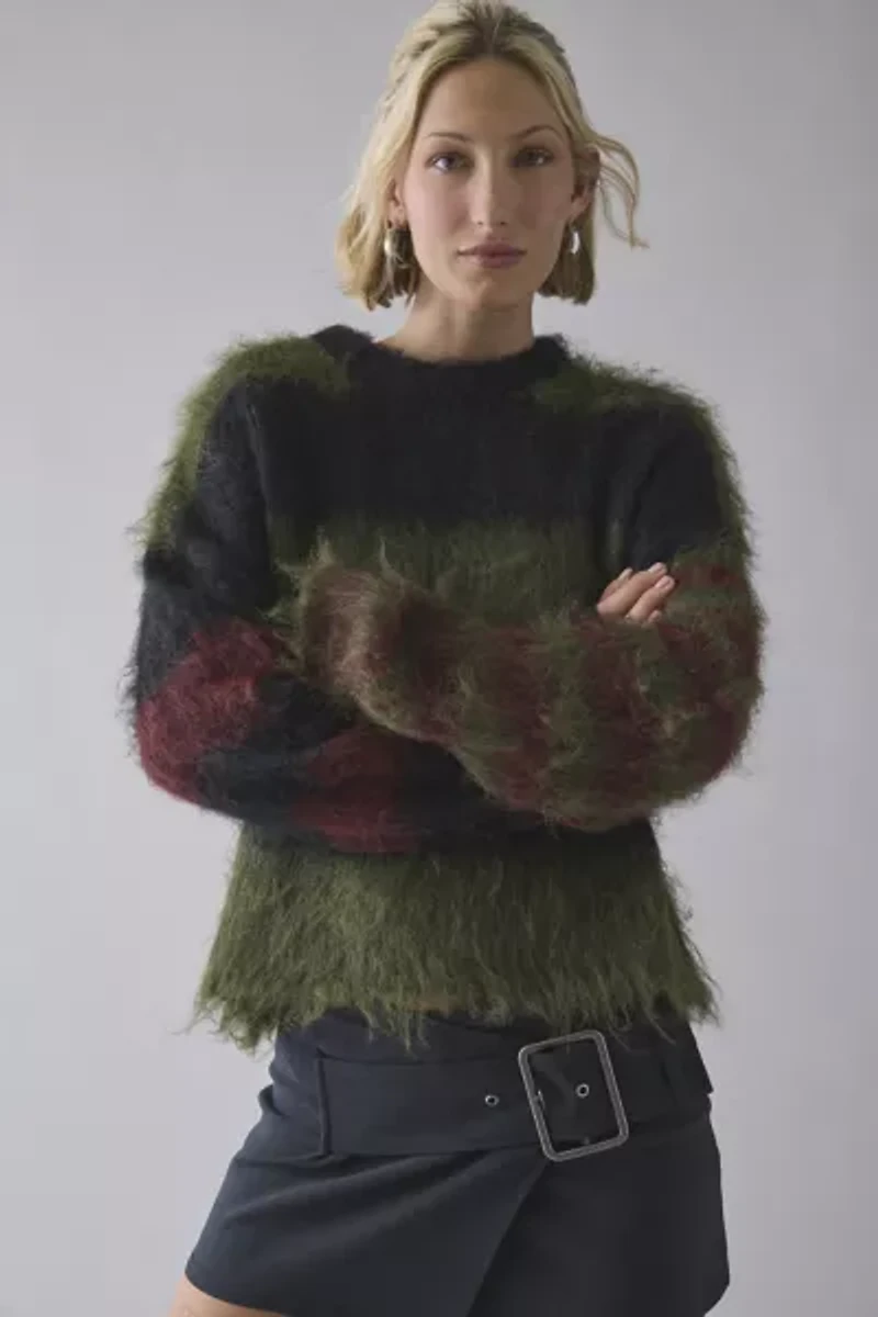 The Ragged Priest Humbug Striped Fuzzy Knit Sweater