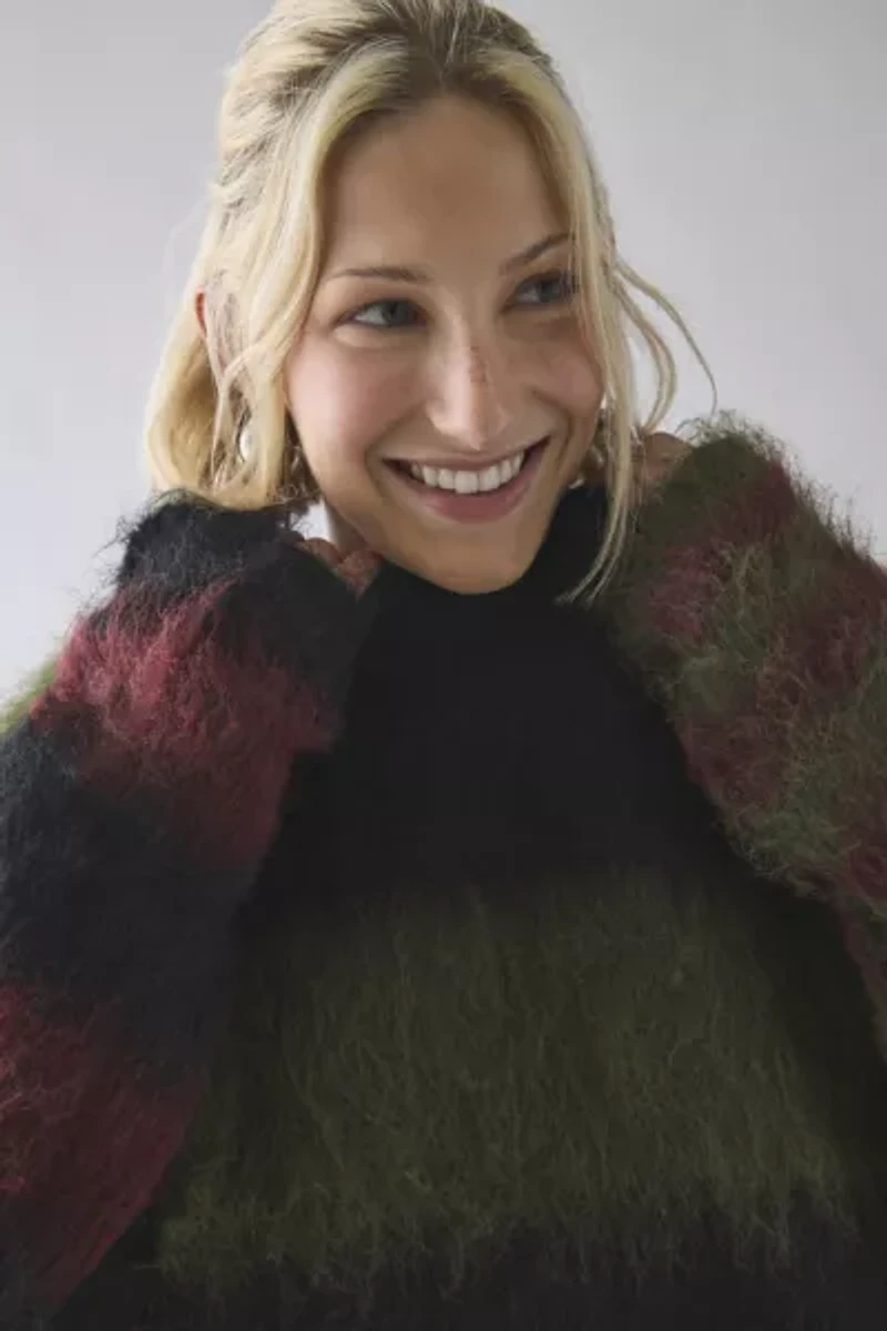 The Ragged Priest Humbug Striped Fuzzy Knit Sweater