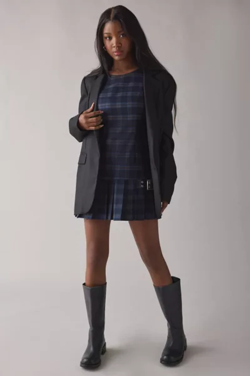 The Ragged Priest Bridle Check Pleated Kilt Mini Dress