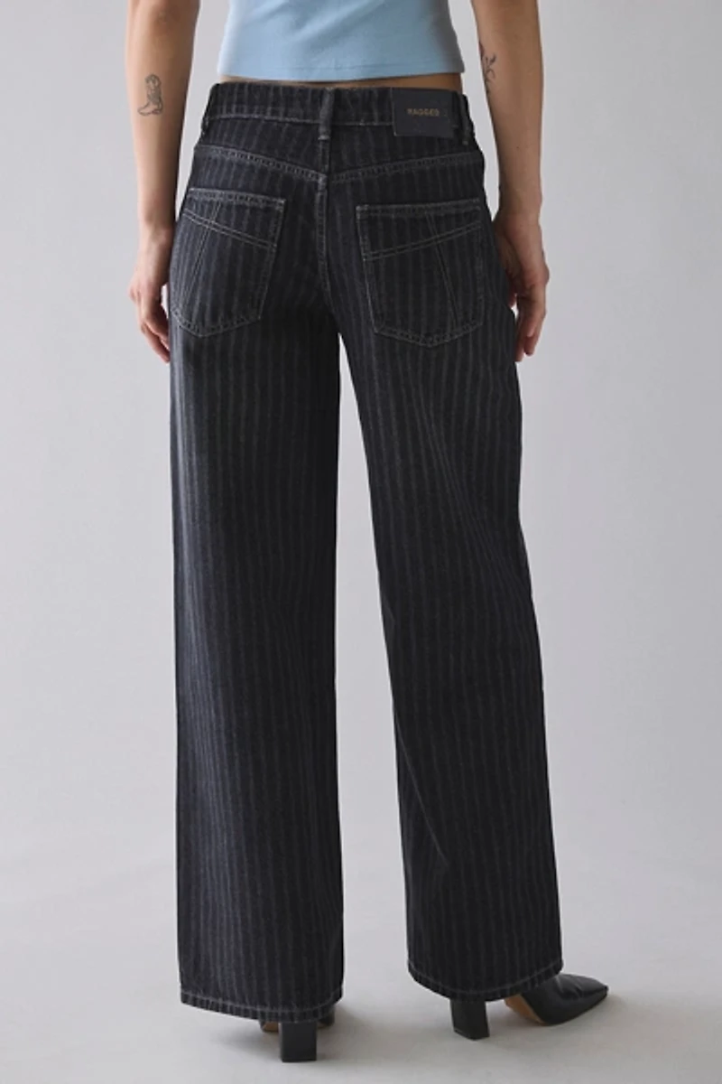 The Ragged Priest Pinstripe Release Low-Rise Baggy Jean