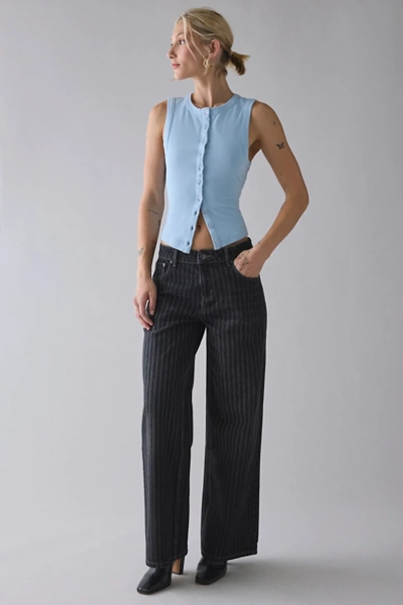 The Ragged Priest Pinstripe Release Low-Rise Baggy Jean