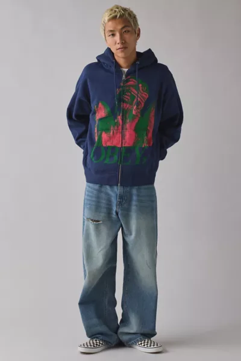 OBEY Blindfold Graphic Zip Hoodie Sweatshirt