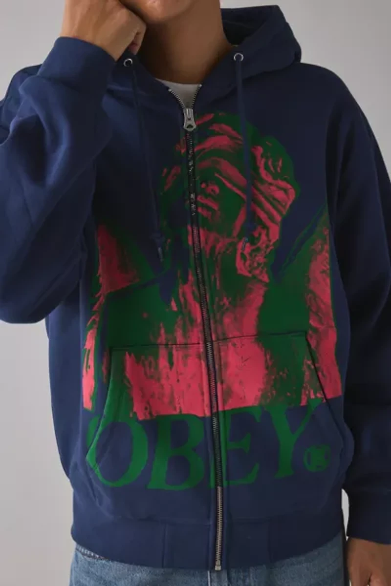 OBEY Blindfold Graphic Zip Hoodie Sweatshirt