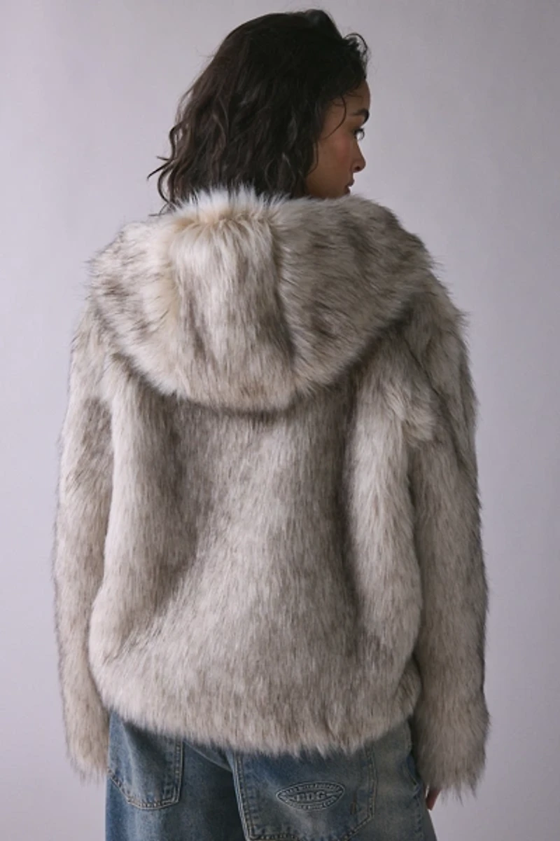 The Ragged Priest Julia Arctic White Faux Fur Hooded Jacket