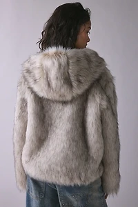 The Ragged Priest Julia Arctic White Faux Fur Hooded Jacket
