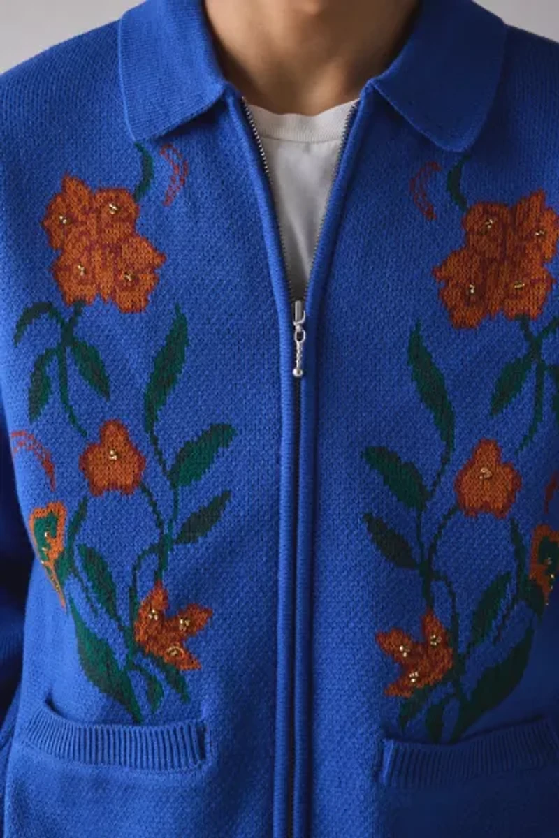 OBEY Floral Zip Cardigan