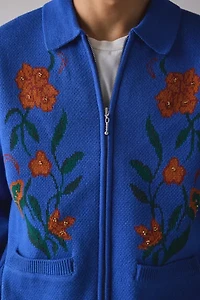 OBEY Floral Zip Cardigan