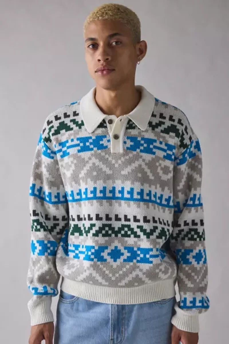 OBEY Geo Pattern Polo Sweater