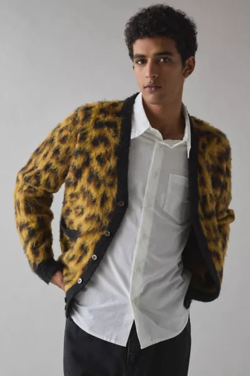 OBEY Patron Leopard Pattern Cardigan