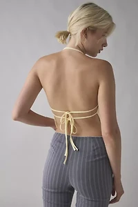 Motel Kins Cinched Asymmetric Open Tie-Back Halter Top